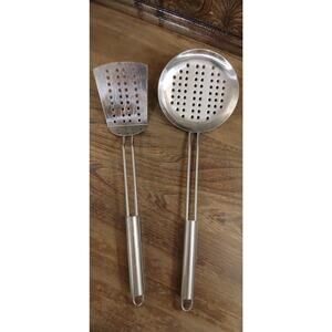 Stainless Steel Spatula and Skimmer 14 inches Set of Two